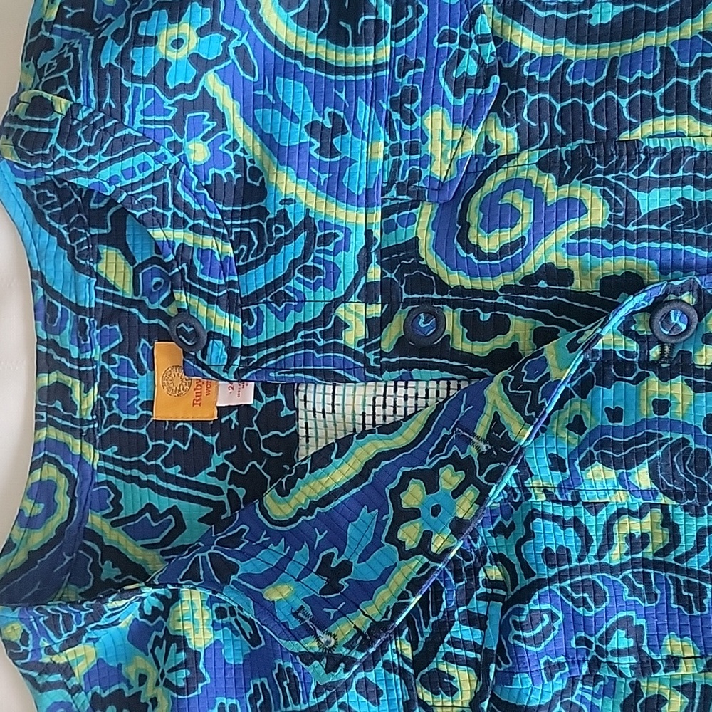 Ruby Rd. Jacket. Quilted Patterned Blue, Black, T… - image 8